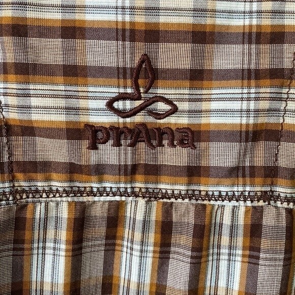 Prana Pearl Snap Plaid Checkered Short Sleeve Button Down Shirt Organic Cotton - Picture 7 of 15
